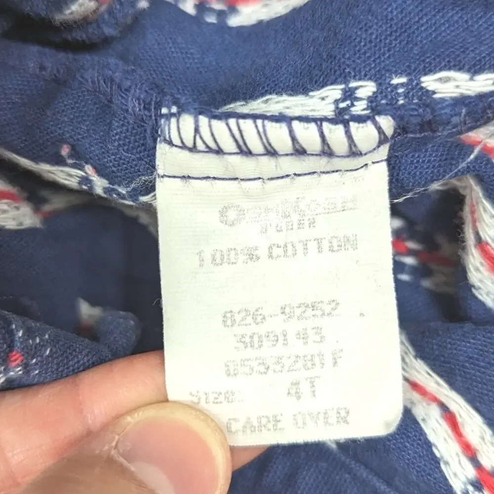 Vtg 90s Oshkosh Bgosh Overalls Girls Sz 4T Blue Floral Denim Bow